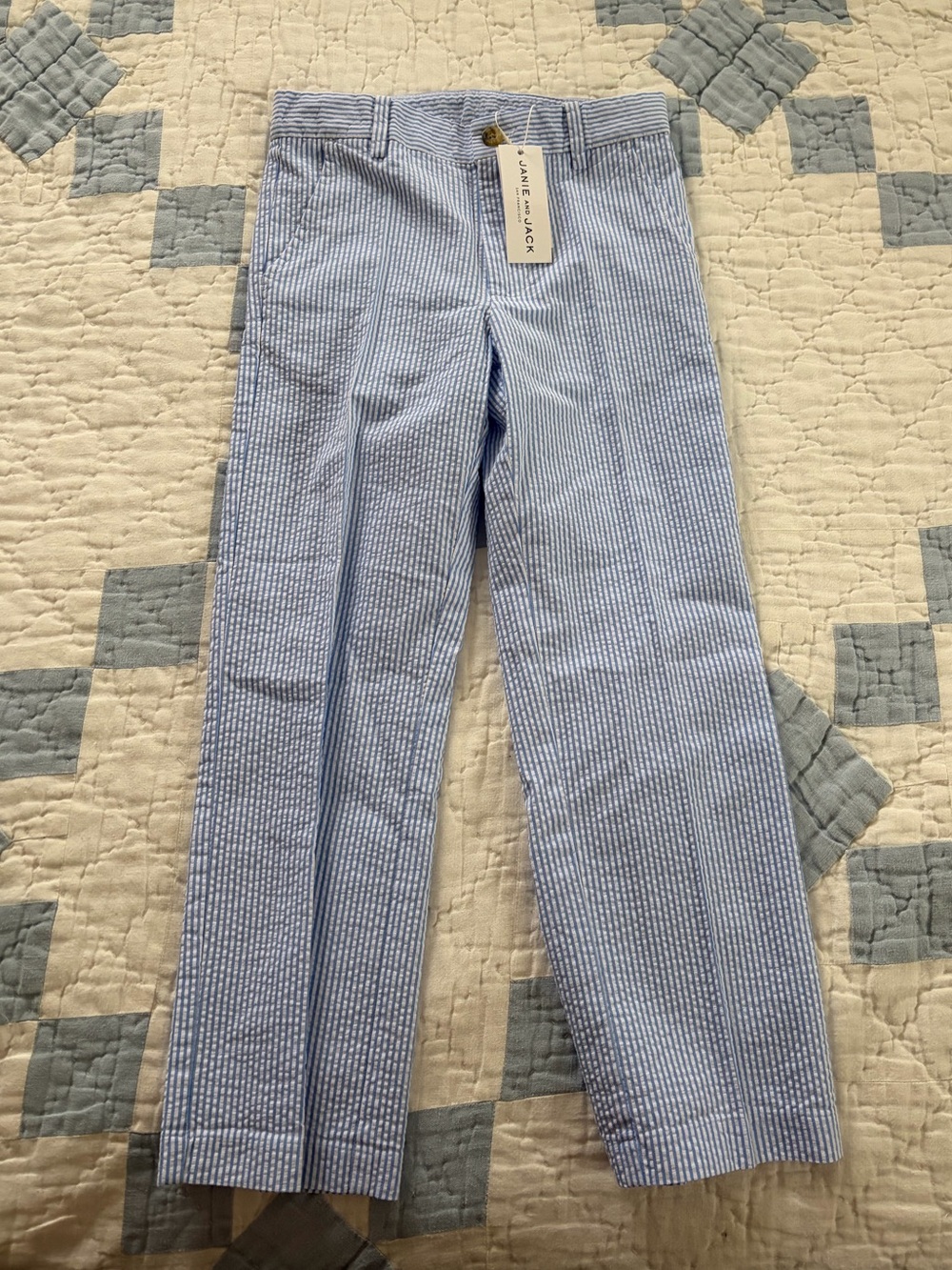 NWT Janie and Jack Blue Seersucker Pants